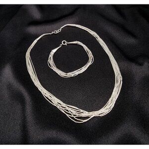 Liquid Silver Sterling Choker Necklace & Bracelet Set